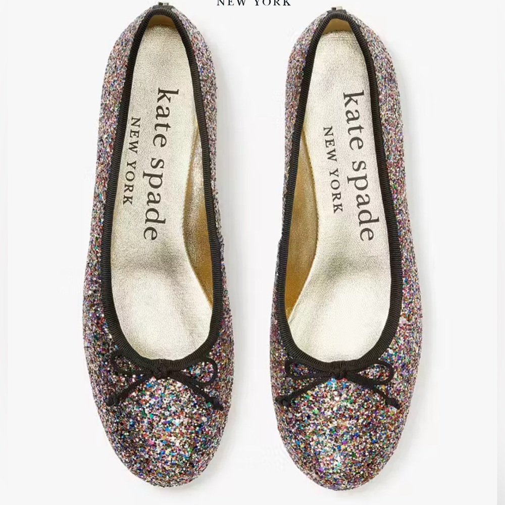 Kate Spade honey flats || Rainbow Glitter leather upper Ballet Flats